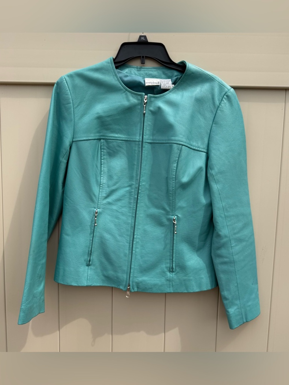 Newport News Leather Vintage Jacket SZ 10 blue